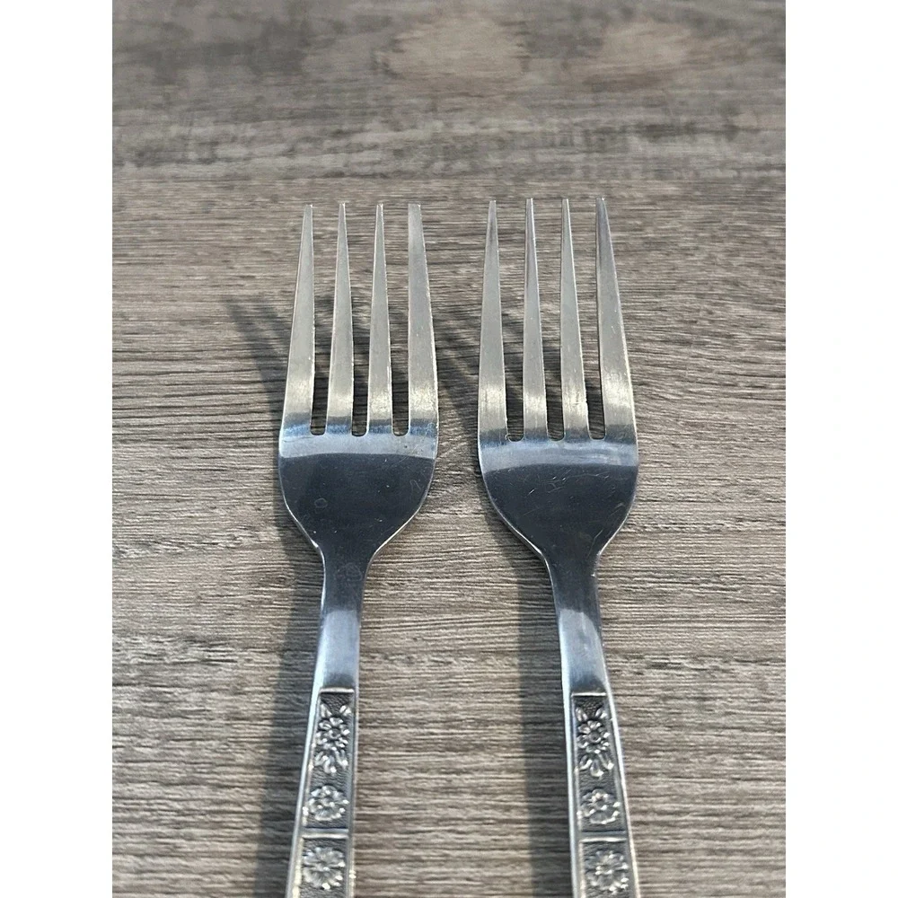 Vintage MCM Imperial‎ Stainless Serta Salad Forks Set of 2 Korea